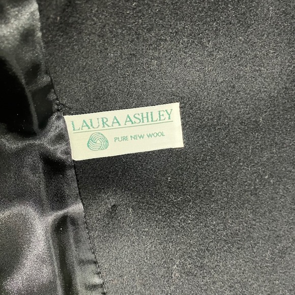 Vtg Laura Ashley Wool Coat Women 12 Full Length Double Breasted Velvet Collar - Picture 13 of 16